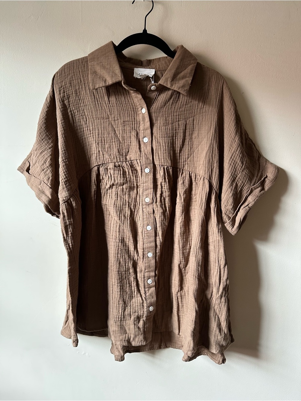 NWT Andree by Unit Cotton Gauze Tunic Tan Oversized